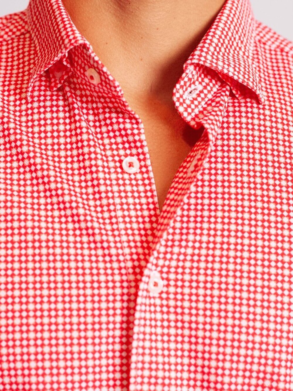Buki Swiss Check Long Sleeve Tech Shirt - Red - Red / White